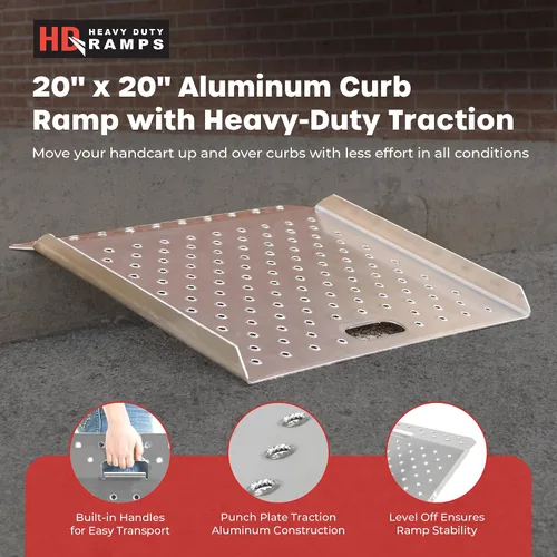 Vista 2 de Guardian Industrial Aluminio Curb rampas, Metálico, 1, 1 Fácil de transportar, para distribuidores, vendedores, tracción de la placa