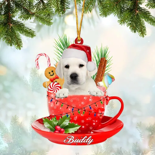 Vista 41 de Alaskan Malamute - Adorno de tetera de perro sentado en una tetera de Navidad, adorno de Navidad con nombre personalizado, adorno de automóvil