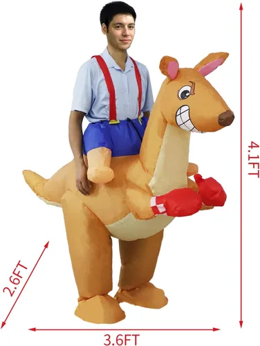 Vista 3 de HZGDEJTG Disfraz inflable de canguro con guantes de gran tamaño para fiestas, reuniones, festivales y diversión