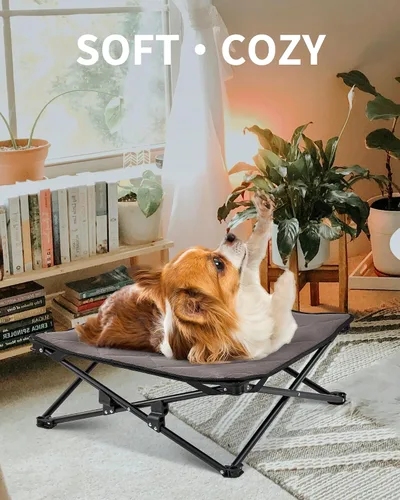 Vista 8 de KingCamp Cama elevada para perros pequeños, cama de mascotas elevada y de enfriamiento para exteriores con malla transpirable lavable y pies