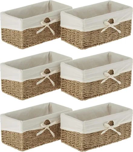 Vista 10 de vintiquewise (TM) – Canastilla para estante posidonias con forro de color blanco