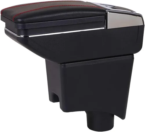 Vista 8 de YJYWZH Caja de apoyabrazos para Renault Sandero 2010-2015 consola central caja de almacenamiento con portavasos cenicero cuero negro apoyabrazos