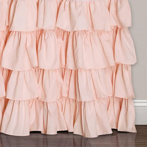 Vista 4 de Lush Decor - Cortinas de mariposas Flutter Juego de paneles con diseño de volantes para ventana de la sala, comedor, dormitorio (par), 84 x 52 Rosa