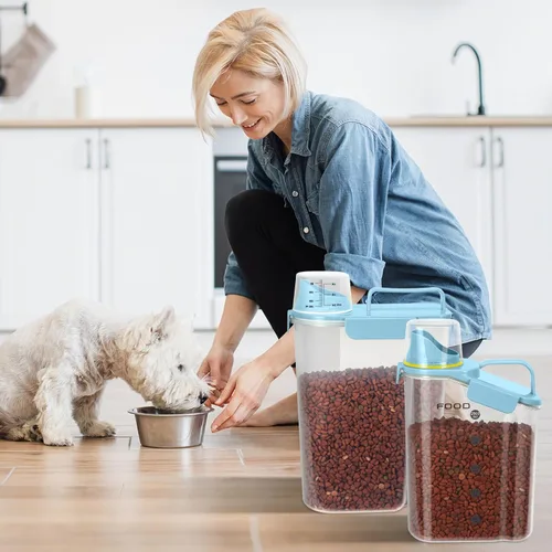 Vista 6 de LEAWALK Recipiente de almacenamiento de alimentos para perros, boquilla grande mejorada sin BPA, contenedores de plástico de almacenamiento
