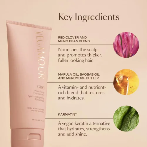 Vista 6 de VEGAMOUR GRO Acondicionador revitalizante, apoya el cabello más grueso y de aspecto más completo, acondicionador formulado sin sulfatos