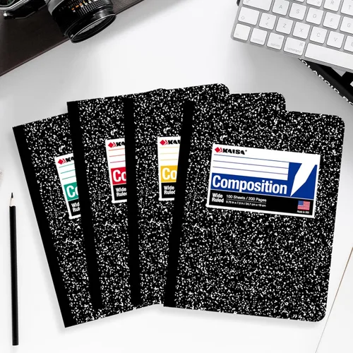 Vista 6 de KAISA Cuadernos de composición de 100 hojas, libro de compensación con rayas anchas de 9.75 x 7.5 pulgadas, libros clásicos de composición de 20