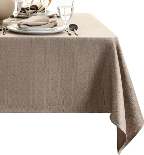 Vista 28 de Elrene Home Fashions - Mantel de textura sólida de laurel, resistente al agua y a las manchas, 60 x 102 pulgadas, rectangular, color gris pardo gris