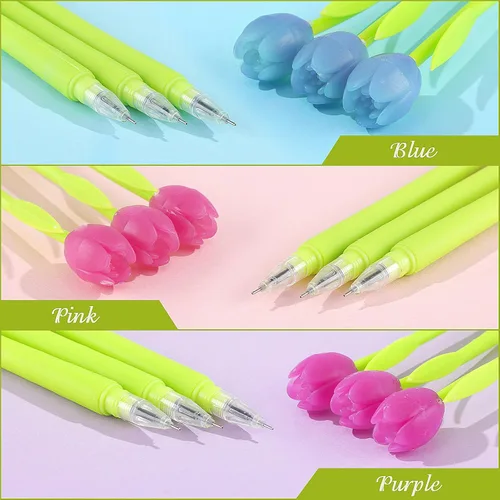 Vista 3 de Teling 100 bolígrafos de flores que cambian de color, bolígrafos coloridos a granel, tinta de gel creativa para oficina, regalos de niñas, regalos