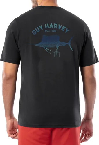 Vista 48 de Guy Harvey Camiseta de manga corta con bolsillo gráfico de algodón OG para hombre Leche de Almendra/Rig Masters