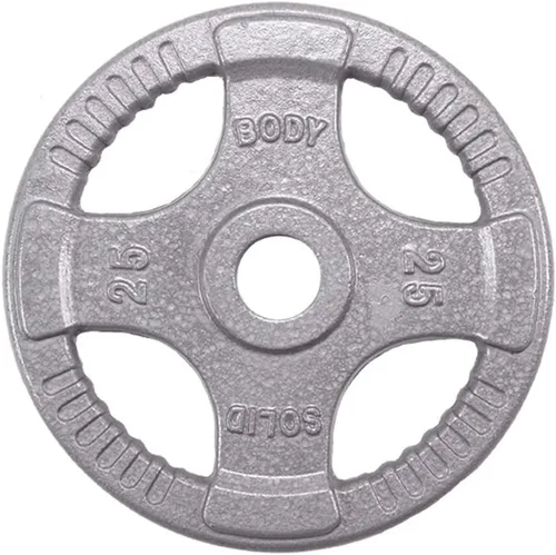 Vista 7 de Body-Solid Juego de discos olímpicos de hierro fundido con diseño de agarre cuádruple, pesas libres, placas de mancuernas, agujero estándar de 2