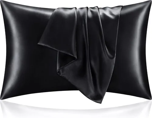 Vista 87 de BEDELITE Funda de almohada de satén para cabello y piel, súper suave y refrescante similar a las fundas de almohada de seda, paquete de 2 con cierre