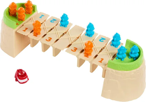 Vista 2 de Mattel Games Greedy Gator - Juego para niños para 2 jugadores para familias y fiestas, consigue que los monos atraviesen el puente primero