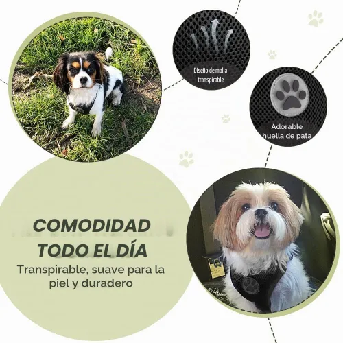 Vista 5 de SlowTon Arnés de Cinturón de Seguridad para Perro para Coche, Arnés de Coche para Perros Ajustable de Malla Transpirable y Arnés de Cinturón de Negro