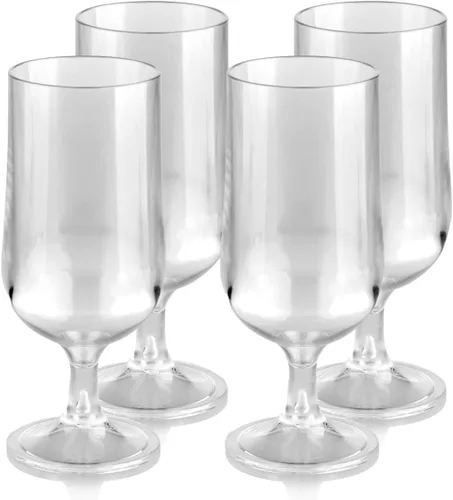 Vista 6 de Vaso de plástico irrompible para beber de plástico de policarbonato, ideal para vino y licor, juego de 8
