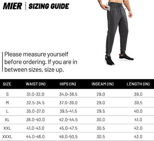 Vista 7 de MIER Pantalones deportivos para hombre con bolsillos con cremallera, pantalones deportivos de nailon elástico para correr, entrenar, senderismo