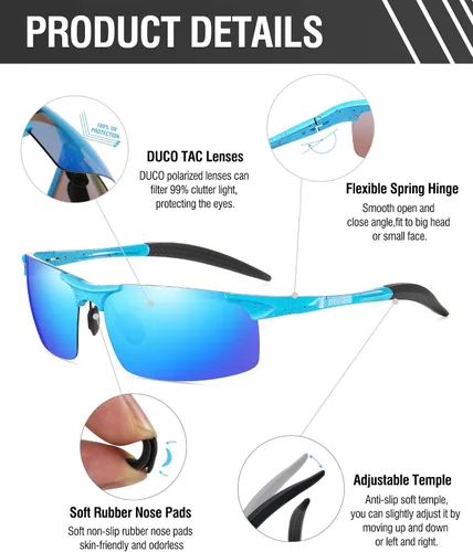 Vista 106 de Duco - Gafas de sol deportivas polarizadas para hombre con protección UV 8177s