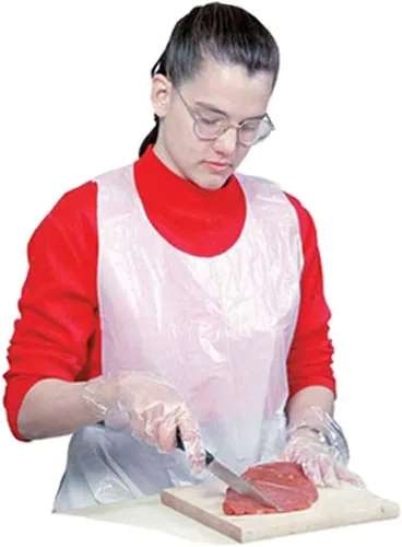 Vista 4 de 100 delantales desechables, 24 x 42 pulgadas, delantal de plástico impermeable, baberos para adultos, pintura, fiestas, cocina, tareas domésticas