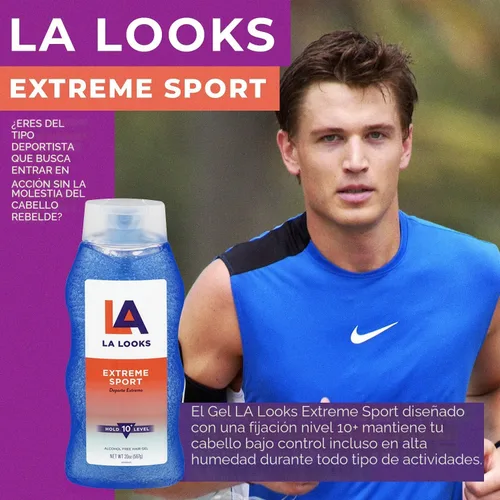 Vista 2 de LA Looks Styling Gel para el cabello, deporte extremo, 20 onzas, soporte para actividades de alto rendimiento