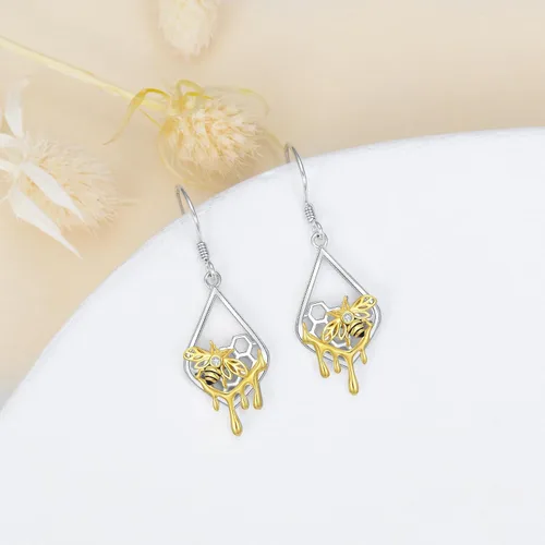 Vista 4 de WINNICACA Aretes colgantes de plata esterlina s925 con diseño de tortuga marinamedusapulpounicornioranazorrolobojirafa, hongos, animales, joyería