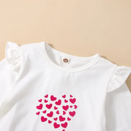 Vista 3 de Heart Shirts Toddler Valentine's T Flare Tops Girls Baby Outfits Day Cartoon Pants Printed Girls Outfits&Set Baby