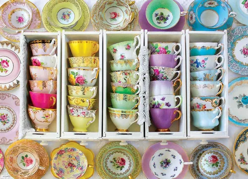 Vista 2 de Tazas de té coloridas