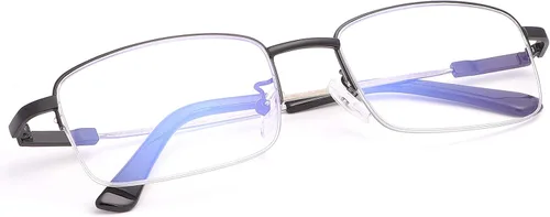 Vista 13 de LJIMI - Lentes de lectura presbípicos multienfoque progresivos, bloqueo de luz azul, medio marco, aleación de titanio, sin línea, multifocal