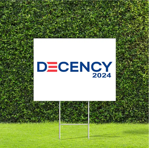 Vista 7 de Cartel de campaña electoral de Truth Hope Decency 2024 Biden/Kamala Harris con estaca de metal en H