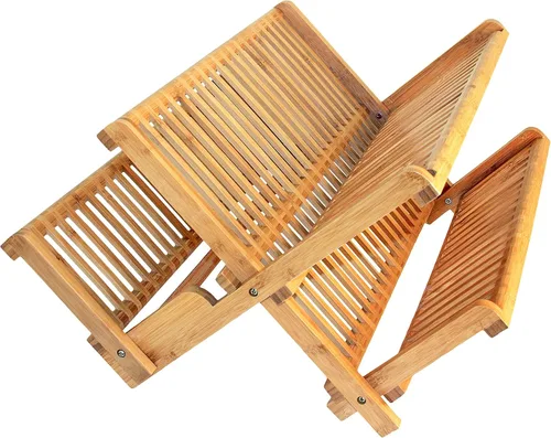 Vista 10 de Secaplatos plegable, capacidad para máximo almacenaje, hermoso y duradero, de bambú, extragrande, 19x 18 x 10 pulgadas, de Totally Bamboo