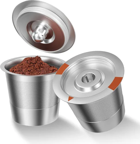 Vista 8 de Cápsulas de café reutilizables K Cups para Keurig: filtro de café K Cups recargables de acero inoxidable completo compatible con cafeteras 1.0 y 2.0