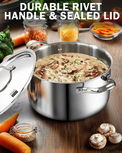 Vista 5 de Cooks Standard Olla para Caldo de Acero Inoxidable Multi-Capa, Olla Holandesa de 7 Cuartos para Cocinar Pasta y Enlatado con Tapa, Olla Profunda