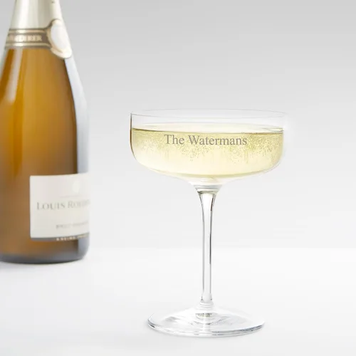 Vista 2 de THINGS REMEMBERED Grabado Luigi Bormioli Entertaining Champagne Coupe (personalización gratuita)