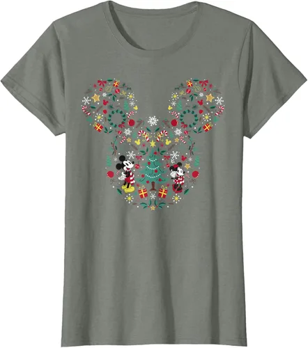Vista 10 de Disney Mickey y Minnie Mashup Navideño Camiseta de Manga Corta Negro