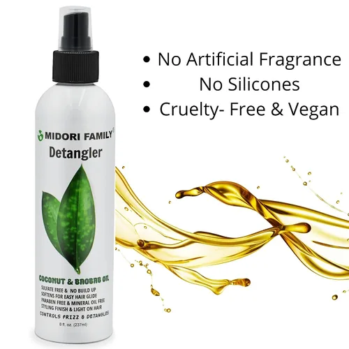 Vista 4 de Midori Family Spray acondicionador desenredante sin enjuague con coco orgánico, baobab y romero