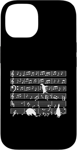 Vista 4 de iPhone 16 Notas musicales con pingüino en partitura musical - Estuche para profesor de música
