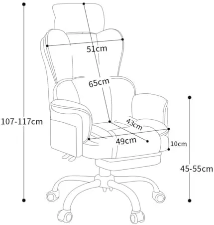 Vista 2 de Big & Tall Executive Office Chair - Ergonomic High Back Leather Chair with Armrests, Footrest, Adjustable Height & Tilt Lock, Lumbar Support for