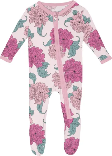 Vista 102 de KicKee Baby & Toddler - Pijama de viscosa ultrasuave de bambú con patas abatibles y puños