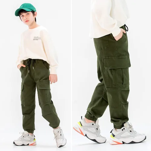 Vista 4 de MINI PANDA Pantalones cargo para niños, Husky con cintura ajustable, talla 6-16