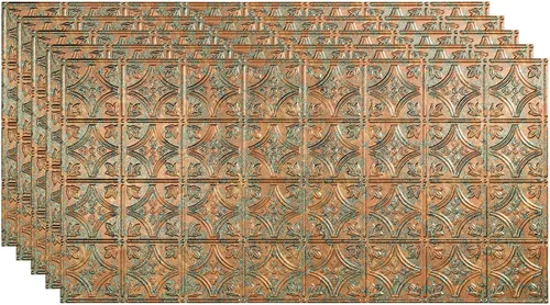 Vista 25 de FASÄDE Panel de techo decorativo de vinilo con pegamento de estilo tradicional y patrón 1 en bronce argente (muestra de 12 x 12 pulgadas)