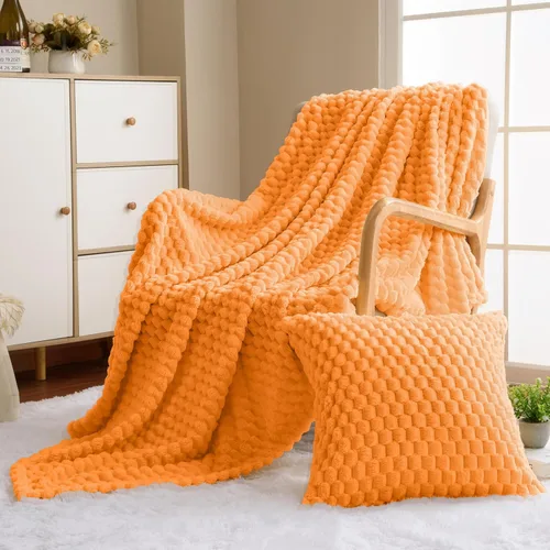 Vista 35 de Vessia - Manta de forro polar de franela (50x70 pulgadas), manta 3D de jacquard negra, esponjosa y cálida para sofá, sillón, cama, silla, 300GSM