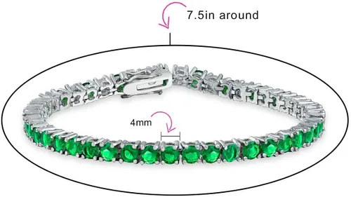 Vista 3 de Bling Jewelry Juego de cesta de 12 CTW de 4 puntas, solitario redondo de circonita cúbica AAA CZ pulsera de tenis para mujer, baile de graduación