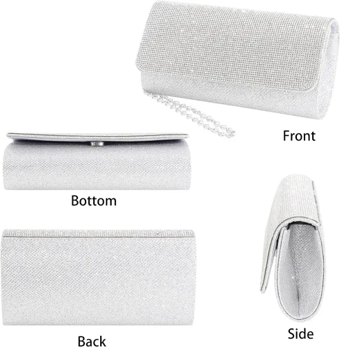 Vista 3 de Naimo Bolso de mano deslumbrante con solapa y cadena desmontable, talla única