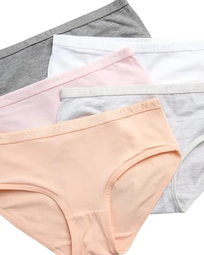 Vista 3 de Nautica Ropa interior para niñas, paquete de 5 calzones cómodos elásticos de algodón transpirable de cintura media para niñas (4-12)