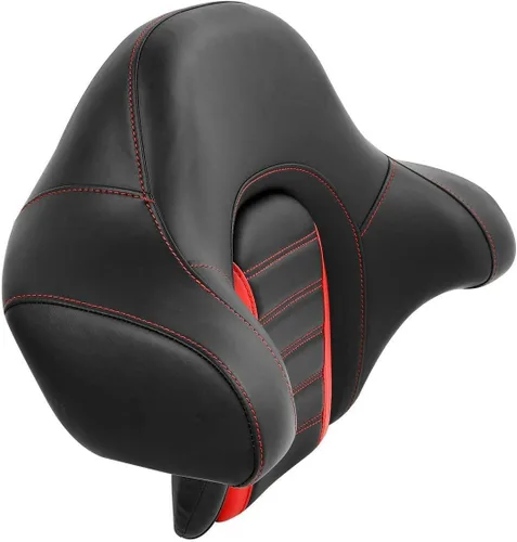 Vista 5 de TCT-MOTORPARTS Respaldo de pasajero envolvente recortado para Harley Touring Road King Road Street Electra Glide 2014-2023 Negro&Rojo Respaldo King