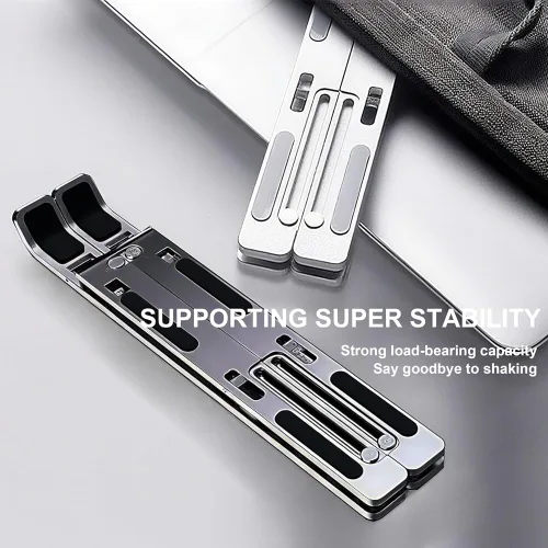 Vista 2 de Soporte plegable para laptop, soporte para computadora de escritorio, elevador de computadora para escritorio, portátil plegable ventilado