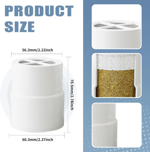 Vista 2 de Paquete de 3 filtros de repuesto para cabezal de ducha JOLIE, compatible con cartucho de filtro de ducha JOLIE, reduce el cloro, metales pesados e