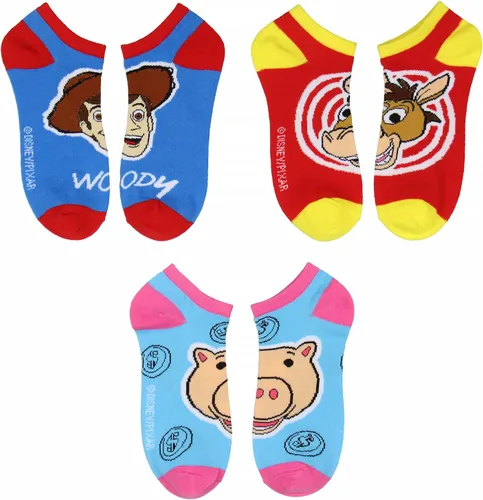Vista 3 de Disney Toy Story Character Faces Woody Buzz Light Year Rex Bullseye - Calcetines de tobillo invisibles, paquete de 6 pares, Varios