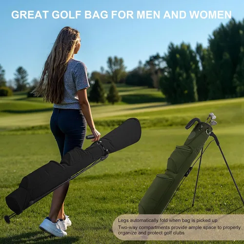 Vista 7 de Bolsa de golf ligera, fácil de llevar, pequeña bolsa de golf con divisores de longitud completa de 2 vías y bolsillos, para el campo de prácticas