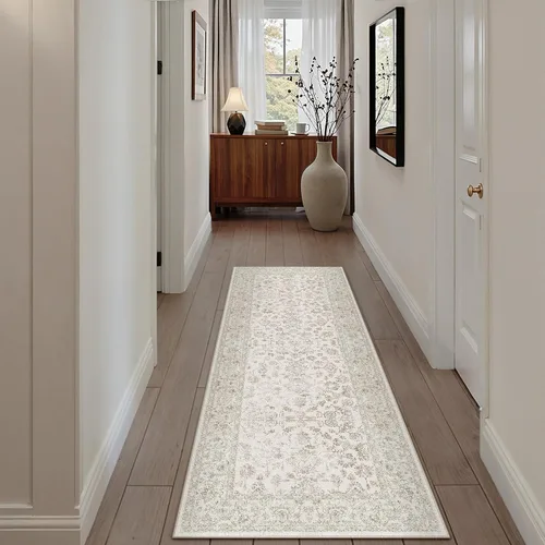Vista 118 de PureCozy Alfombra de área beige de 2 x 3 pulgadas, lavable, vintage, pequeña, para entrada, cocina, suave, retro, floral, de pelo bajo, tapete