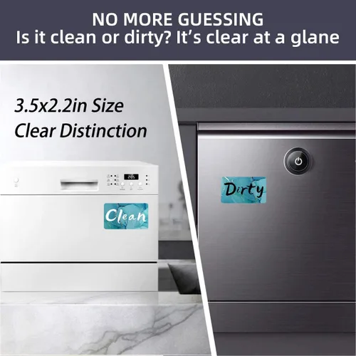 Vista 4 de Imán para lavavajillas Dirty Clean, imán para lavavajillas con texto en inglés "Clean Dirty" para lavavajillas y platos que dice limpio o sucio