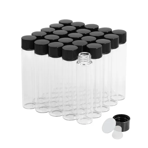 Vista 19 de 25 frascos pequeños de vidrio transparente de 1 fl oz con tapas de rosca